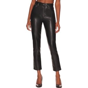 AGOLDE Riley High Rise Relaxed Straight Leather Pants Black Size 26
